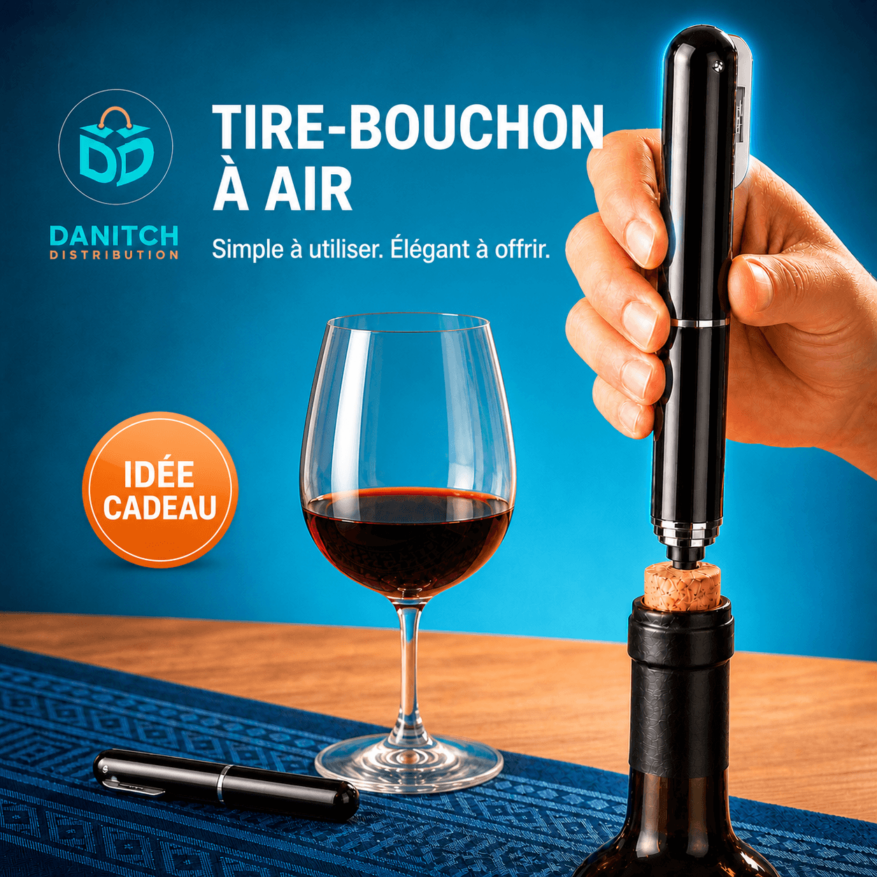 Visuel de préparation du tire-bouchon à pression d’air noir